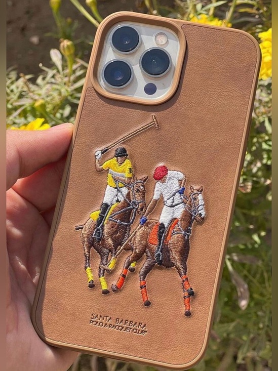 Santa Barbara Other - Santa Barbara Jockey Series Brown Polo Leather Back Case for iPhone 14 Pro Max